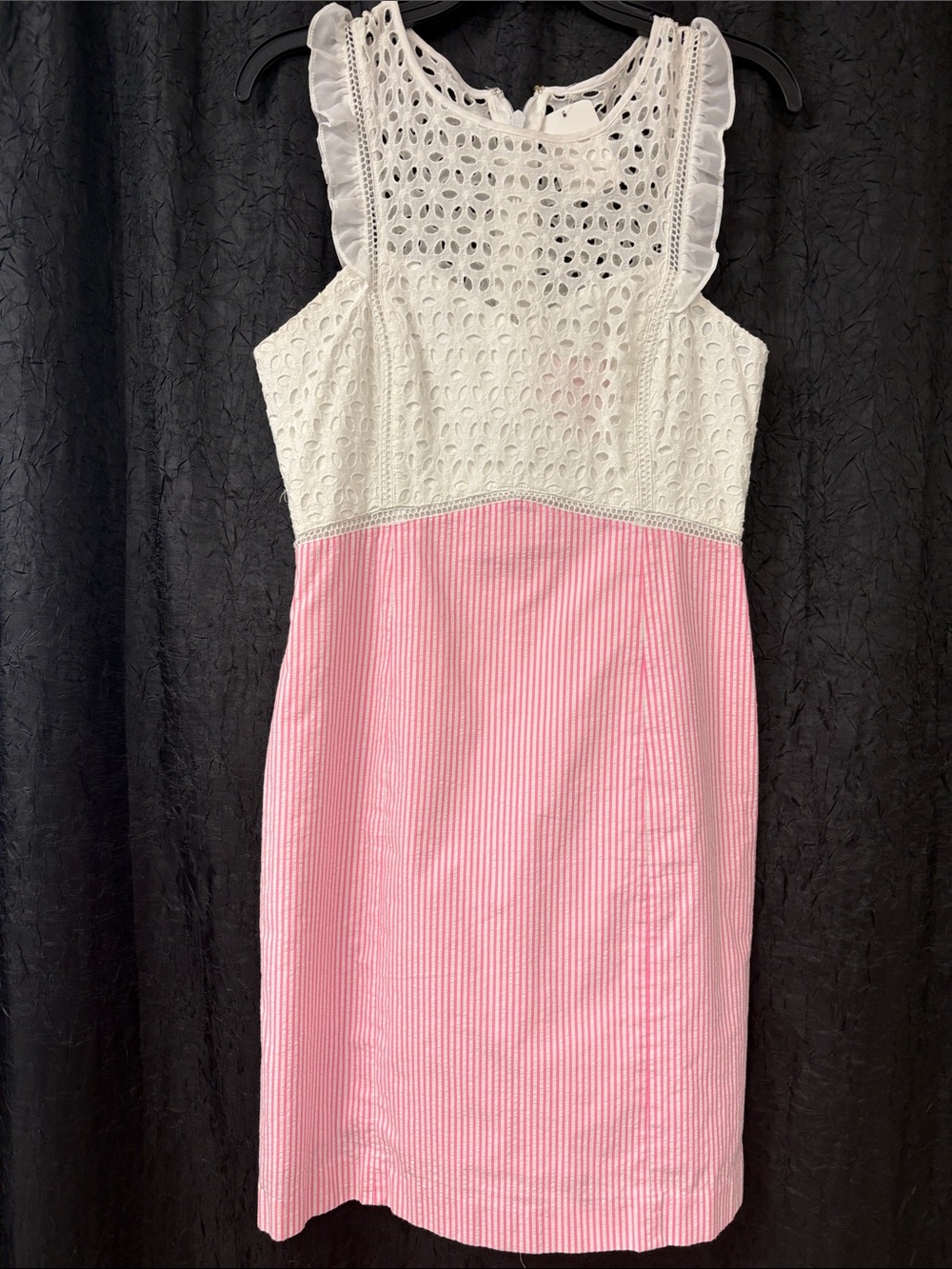 Lilly Pulitzer White Eyelet & Pink Seersucker Shift Dress